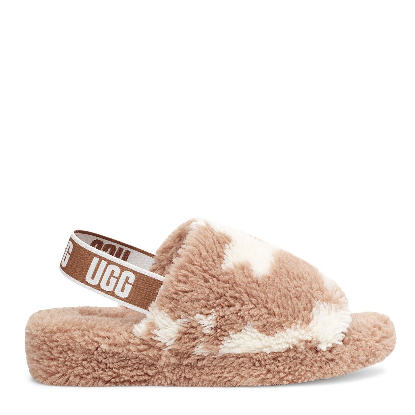Peltz Shoes Women's Ugg Fluff Yeah Slide TAN COW PRINT 1125592-MSS