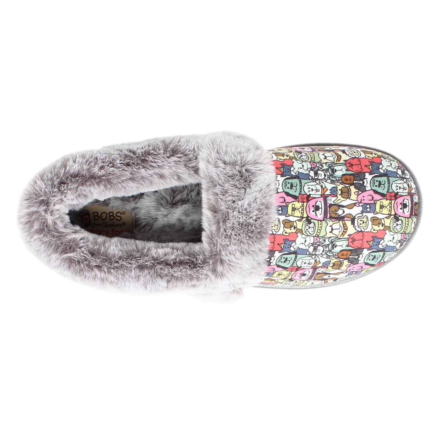 Peltz Shoes Women's Skechers BOBS for Dogs Too Cozy - Snuggle Rover Slipper GREY MULTI 113222-GYMT