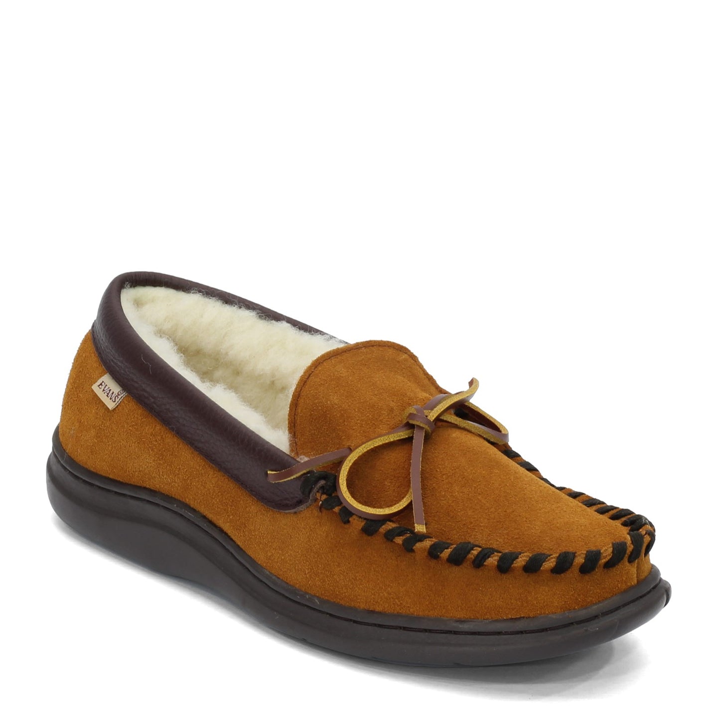 Peltz Shoes Men's LB Evans Atlin Boa Slipper BROWN SUEDE MEDIUM 1141
