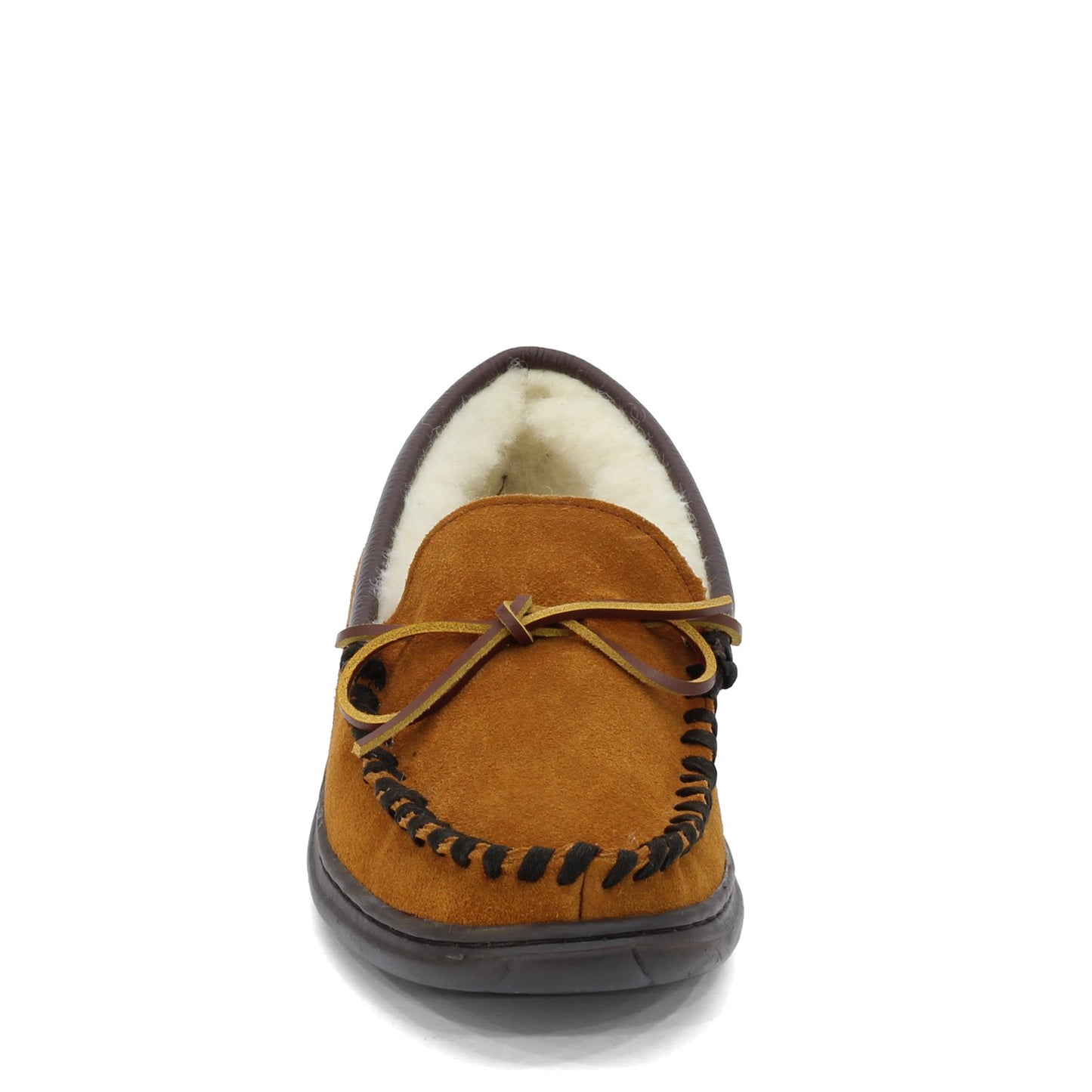 Peltz Shoes Men's LB Evans Atlin Boa Slipper BROWN SUEDE MEDIUM 1141