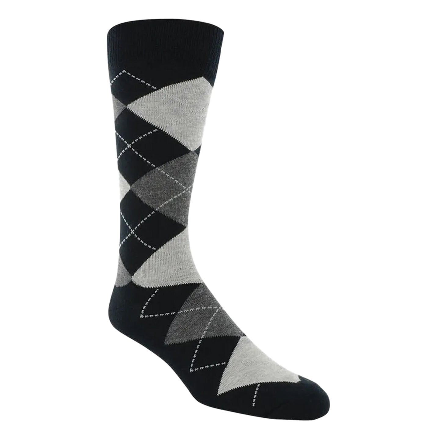 Peltz Shoes Florsheim Classic Argyle Crew Dress Socks Black/Gray 11503-975