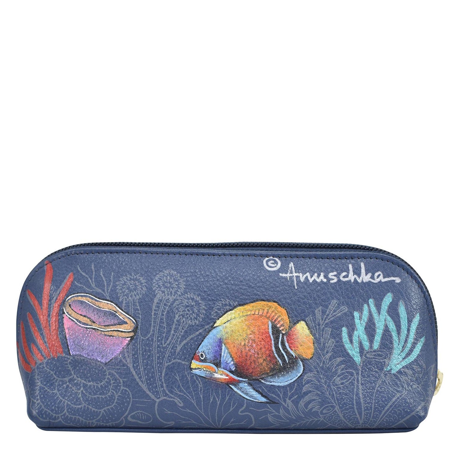 Peltz Shoes Women's Anuschka Medium Zip-Around Eyeglass Cosmetic Pouch Mystical Reef 1163-MSR