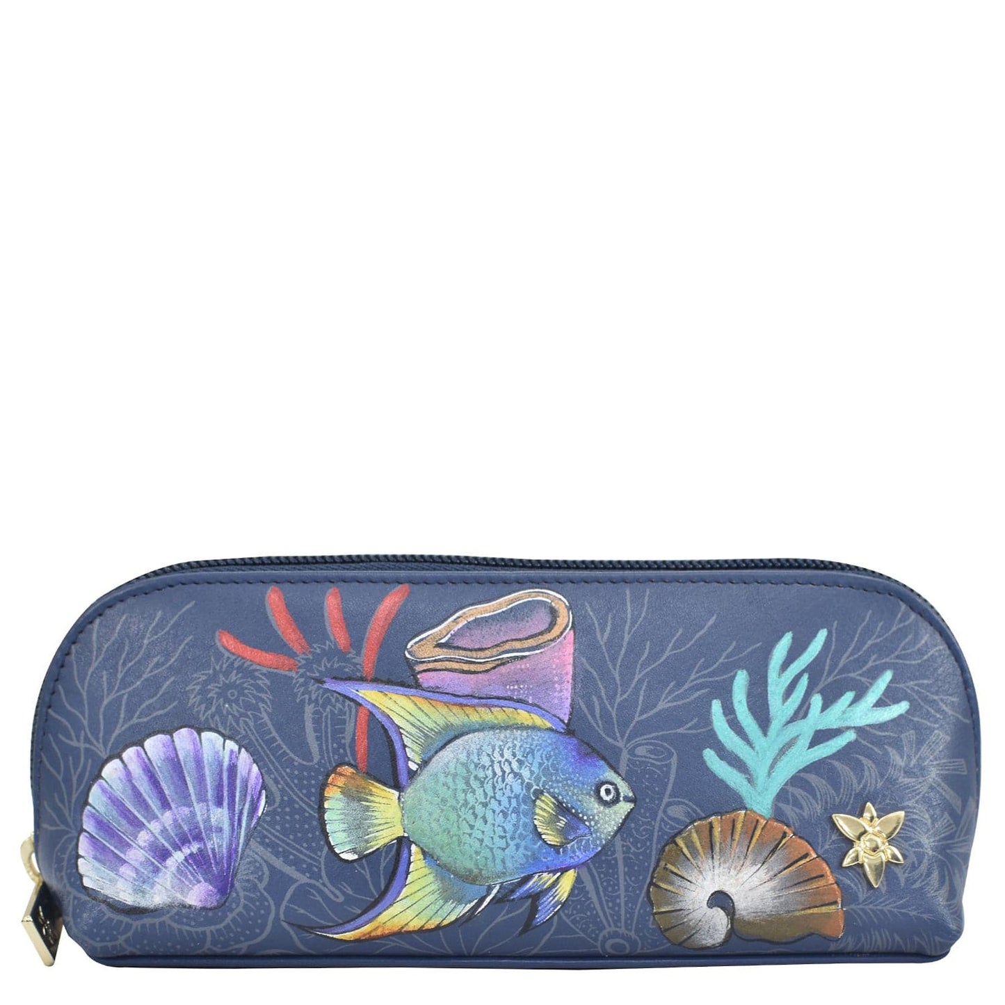 Peltz Shoes Women's Anuschka Medium Zip-Around Eyeglass Cosmetic Pouch Mystical Reef 1163-MSR