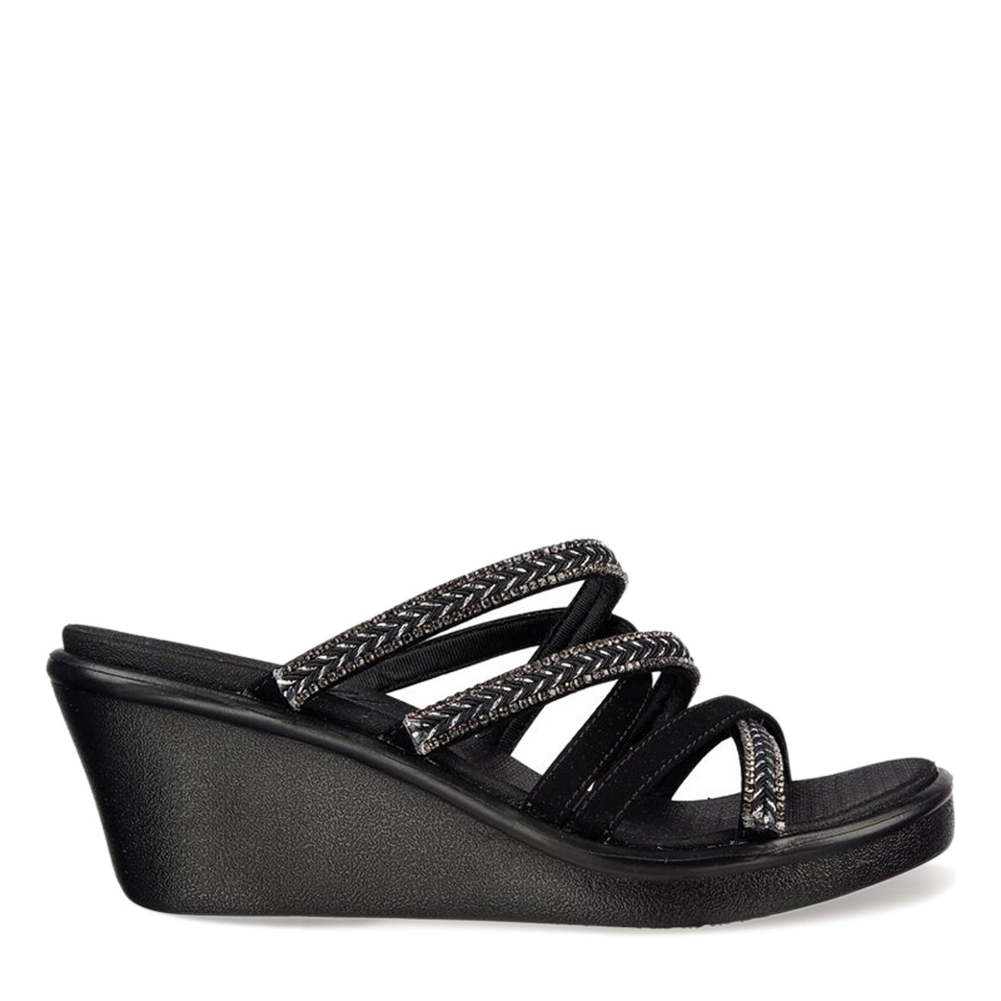Peltz Shoes Women's Skechers Cali Rumble On - Night Out Sandal Black 119149-BLK
