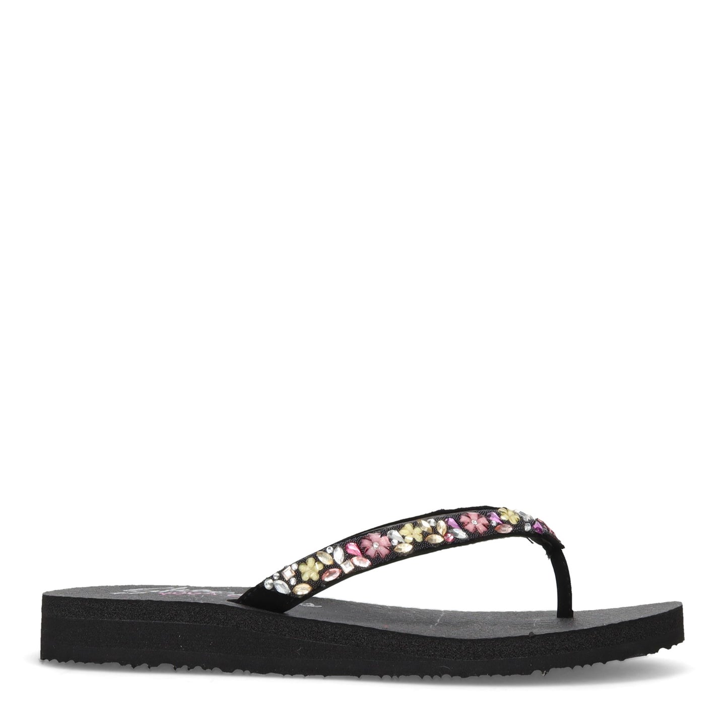 Peltz Shoes Women's Skechers Meditation - Daisy Garden Sandal Black Multi 119153-BKMT
