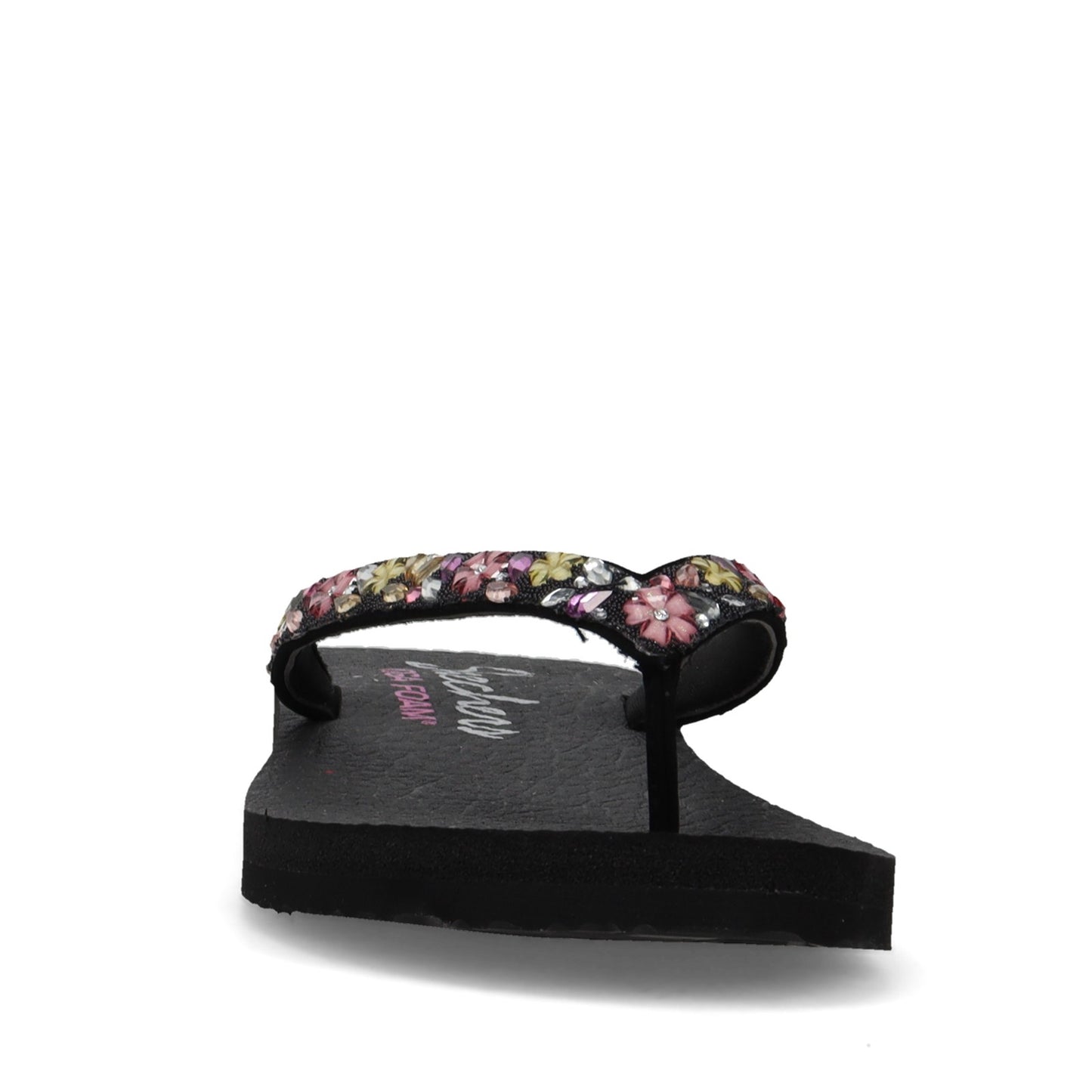 Peltz Shoes Women's Skechers Meditation - Daisy Garden Sandal Black Multi 119153-BKMT
