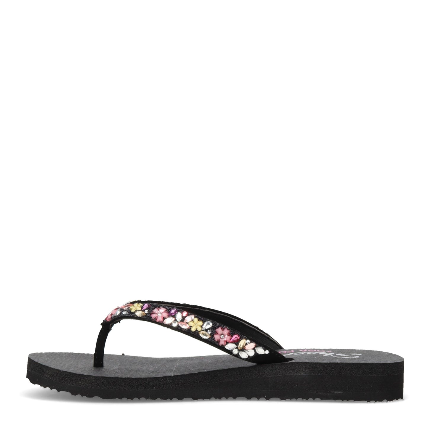 Peltz Shoes Women's Skechers Meditation - Daisy Garden Sandal Black Multi 119153-BKMT