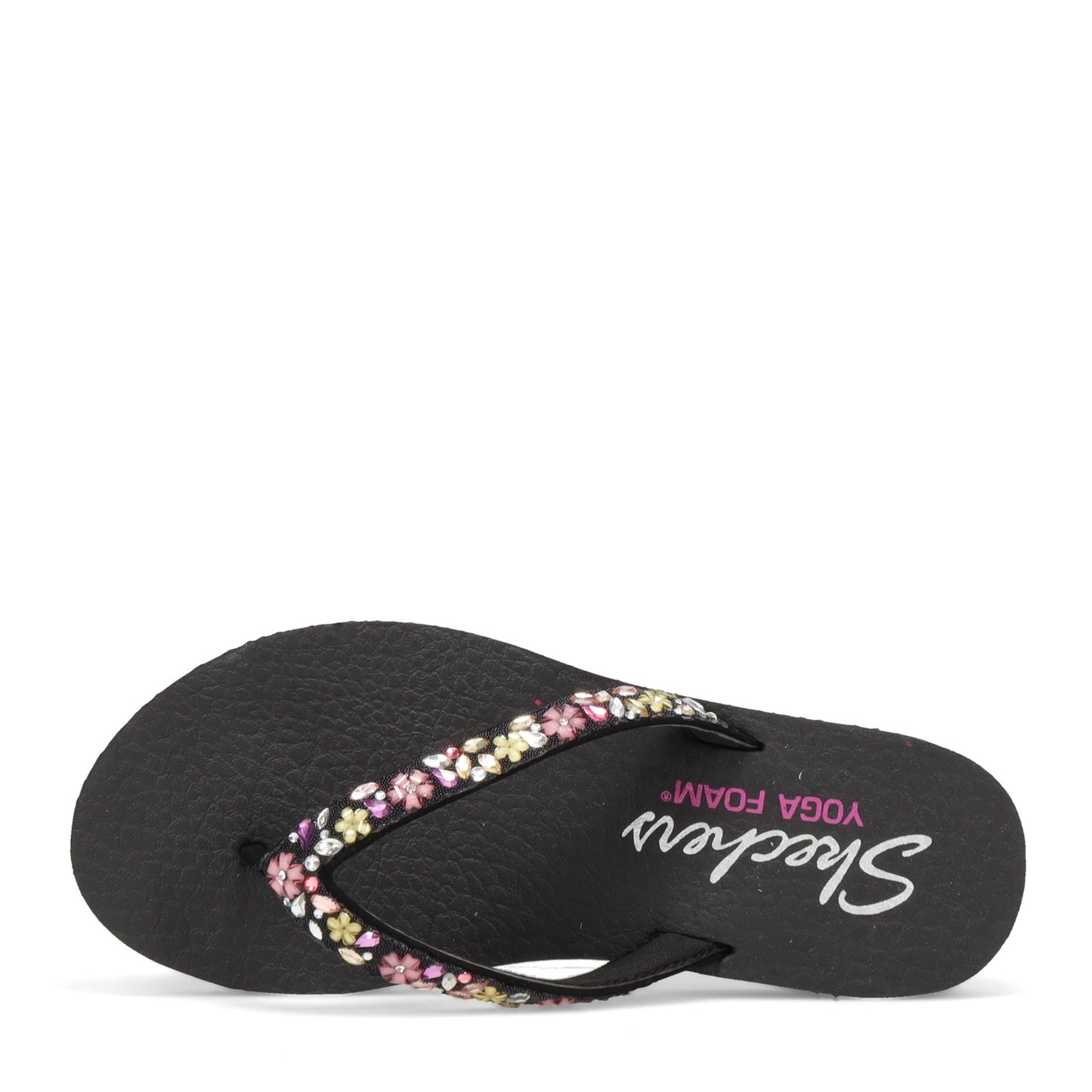 Peltz Shoes Women's Skechers Meditation - Daisy Garden Sandal Black Multi 119153-BKMT