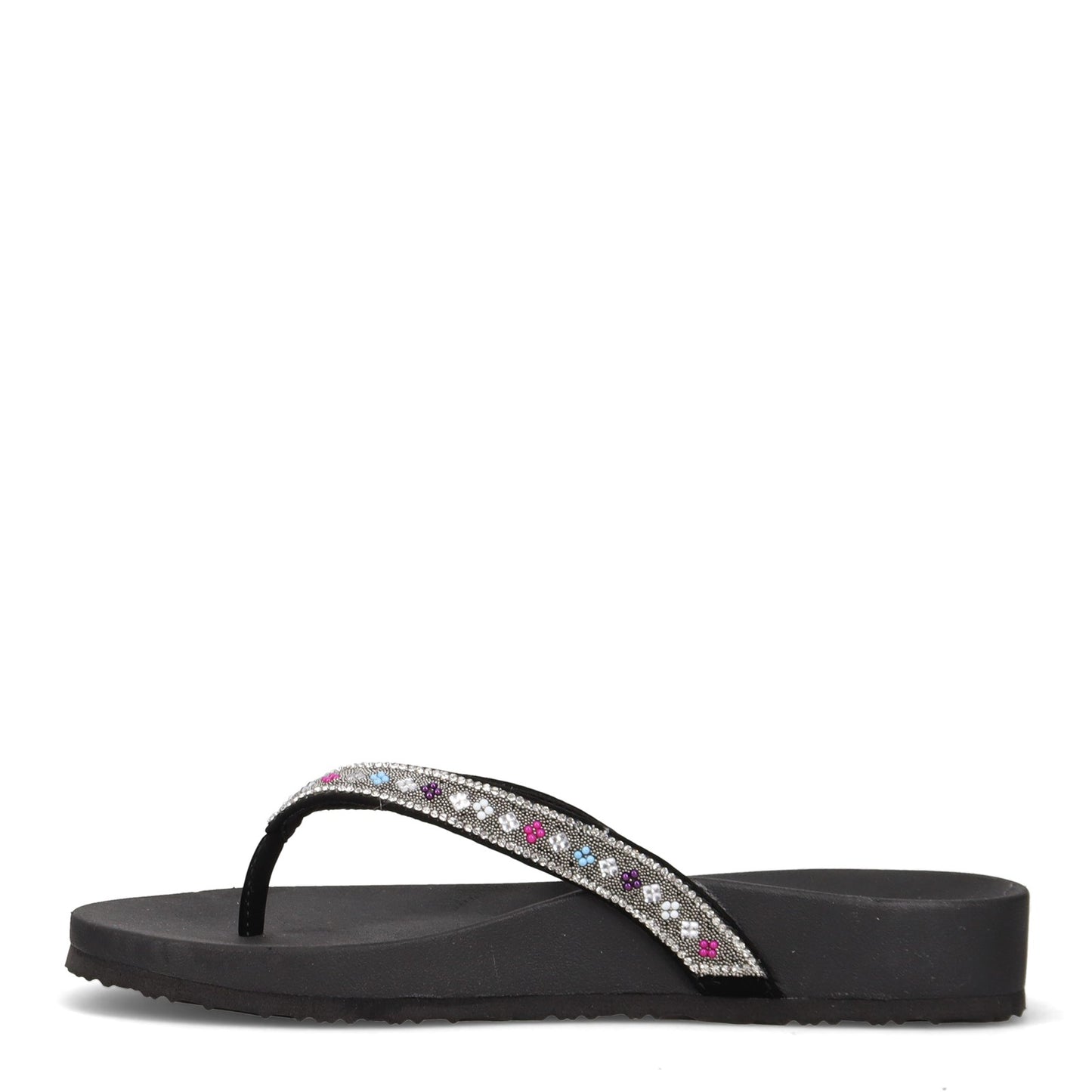 Peltz Shoes Women's Skechers Arch Fit Meditation - Day Shimmer Sandal Black Multi 119244-BKMT