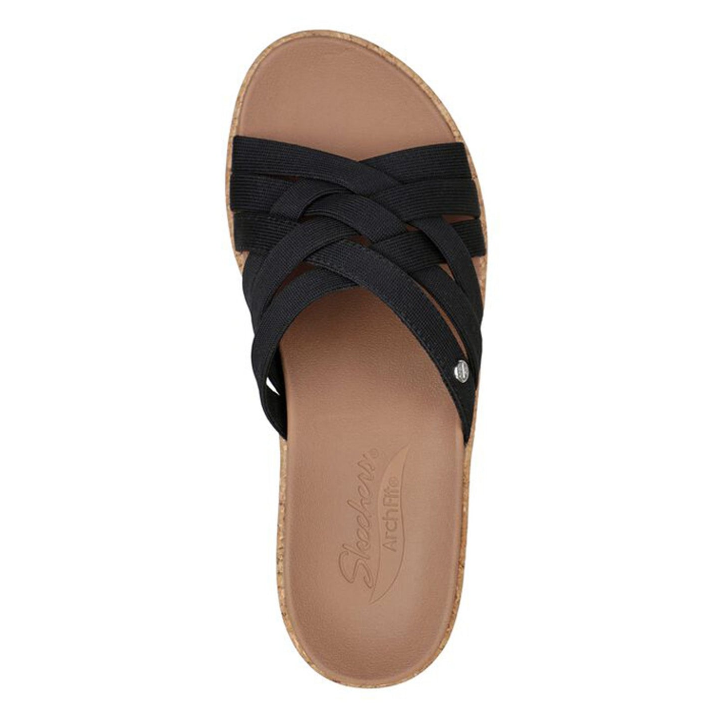Peltz Shoes Women's Skechers Arch Fit Beverlee Sandal Black 119258-BLK