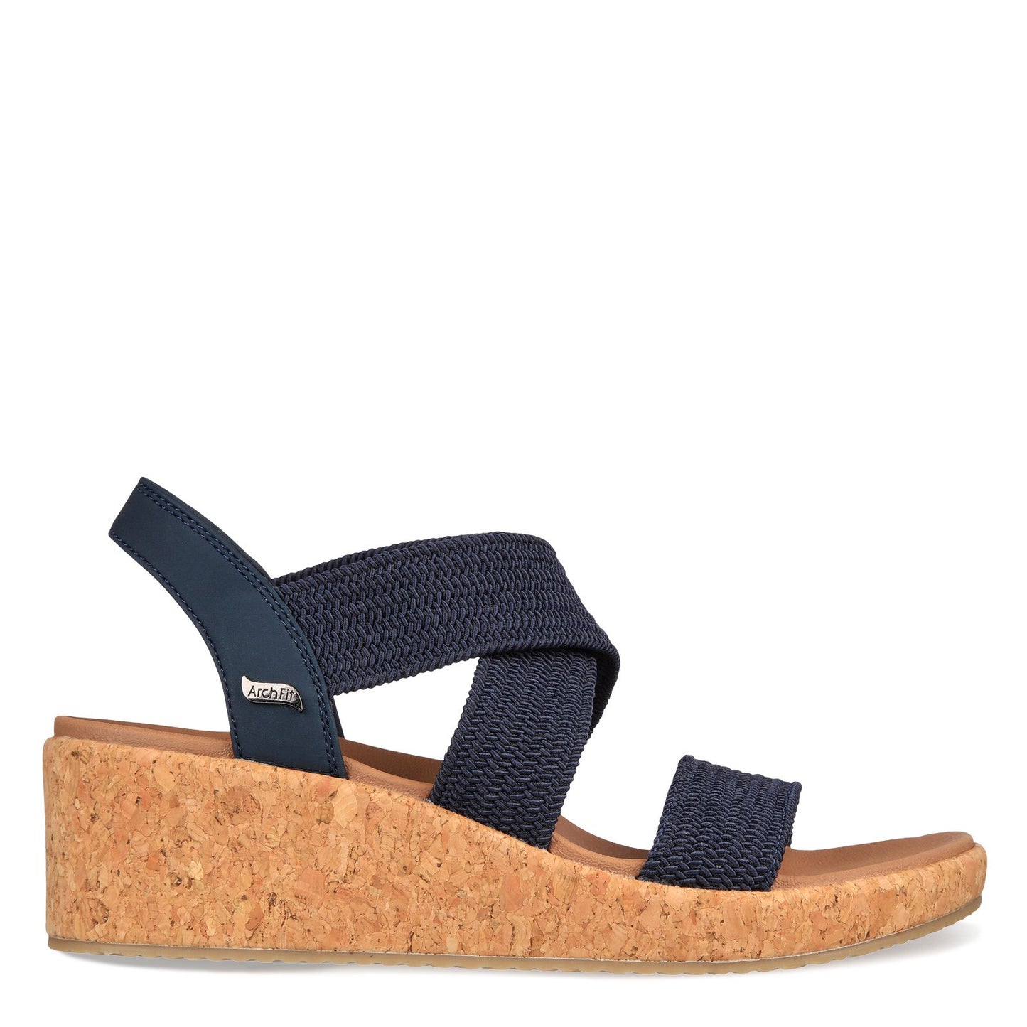Peltz Shoes Women's Skechers Arch Fit Beverlee - Love Stays Sandal Navy 119260-NVY