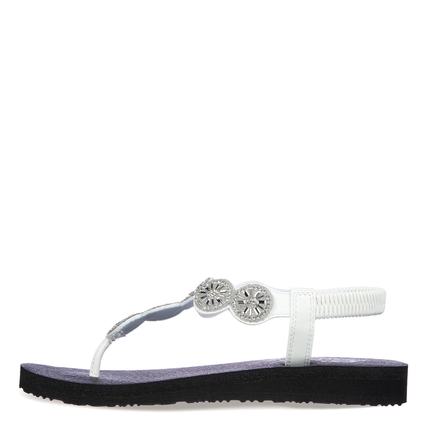 Peltz Shoes Women's Skechers Arch Fit Meditation Rhinestone Sandal WHITE 119291-WHT