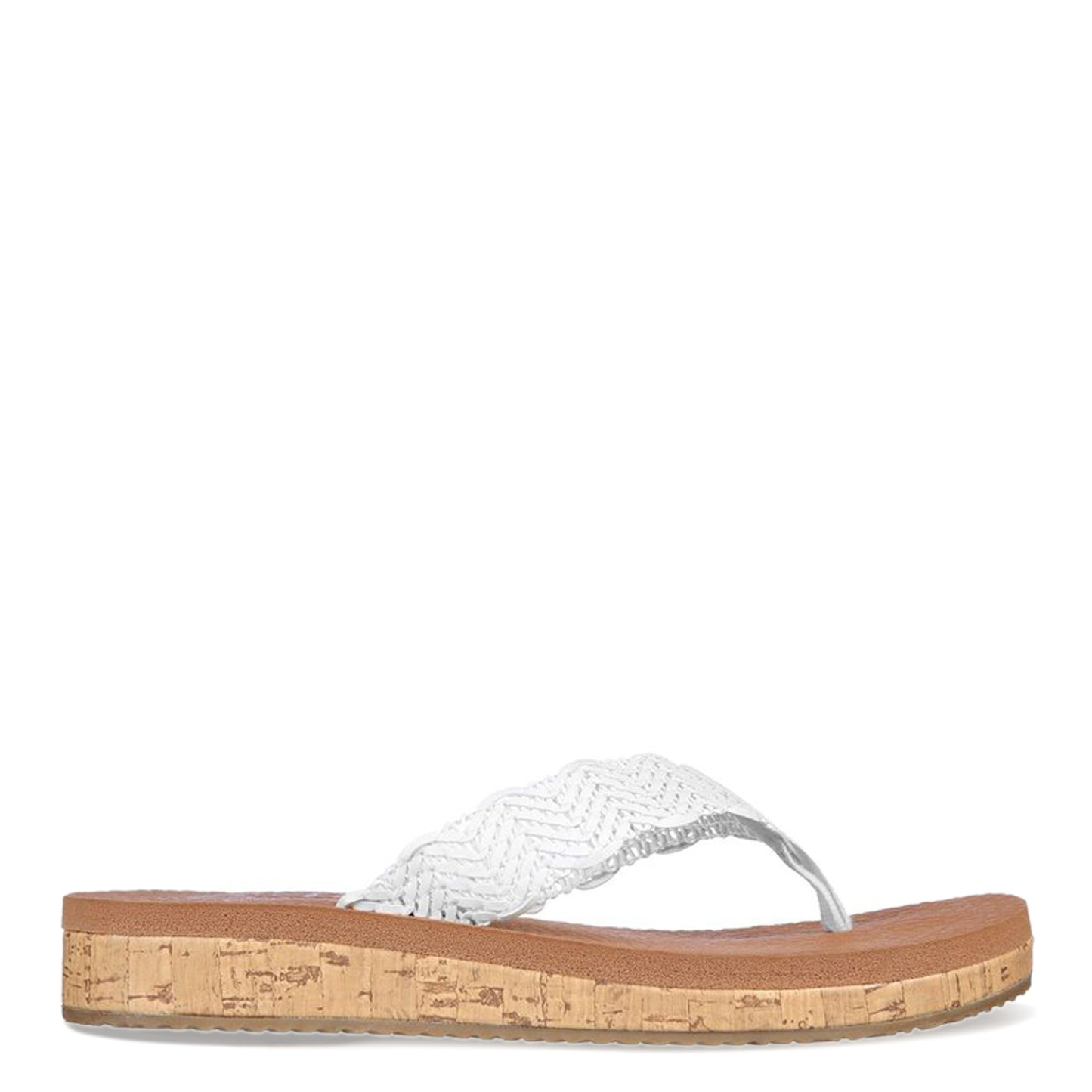 Peltz Shoes Women's Skechers Sandcomber Sandal White 119313-WHT