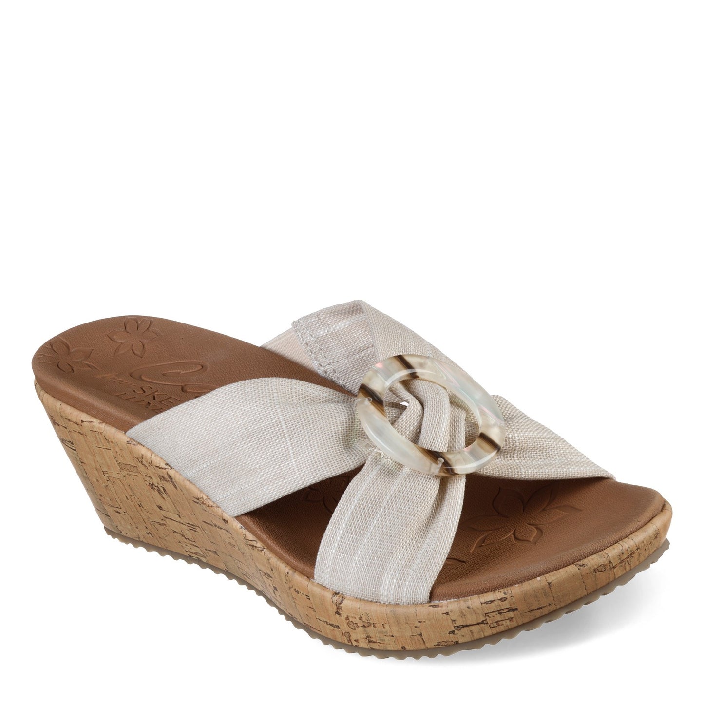 Peltz Shoes Women's Skechers Beverlee - Sail Twist Sandal Natural 119327-NAT