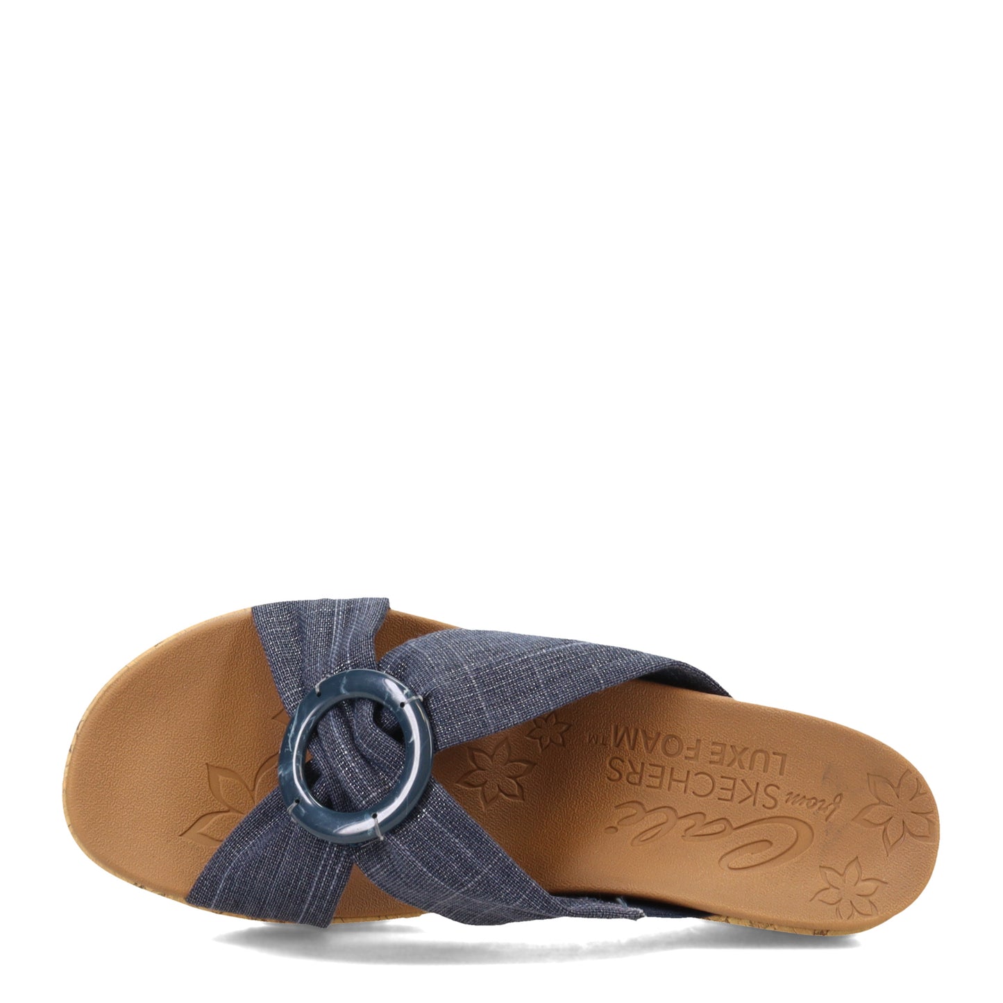 Peltz Shoes Women's Skechers Beverlee - Sail Twist Sandal NAVY 119327-NVY
