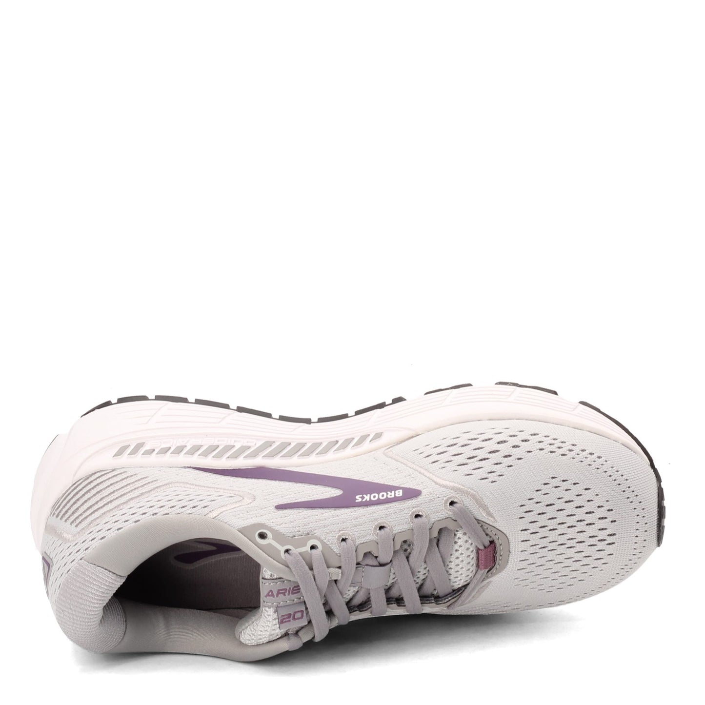 Peltz Shoes Women's Brooks Ariel 20 Running Shoe Oyster/Alloy/Grape 120315-1B-009