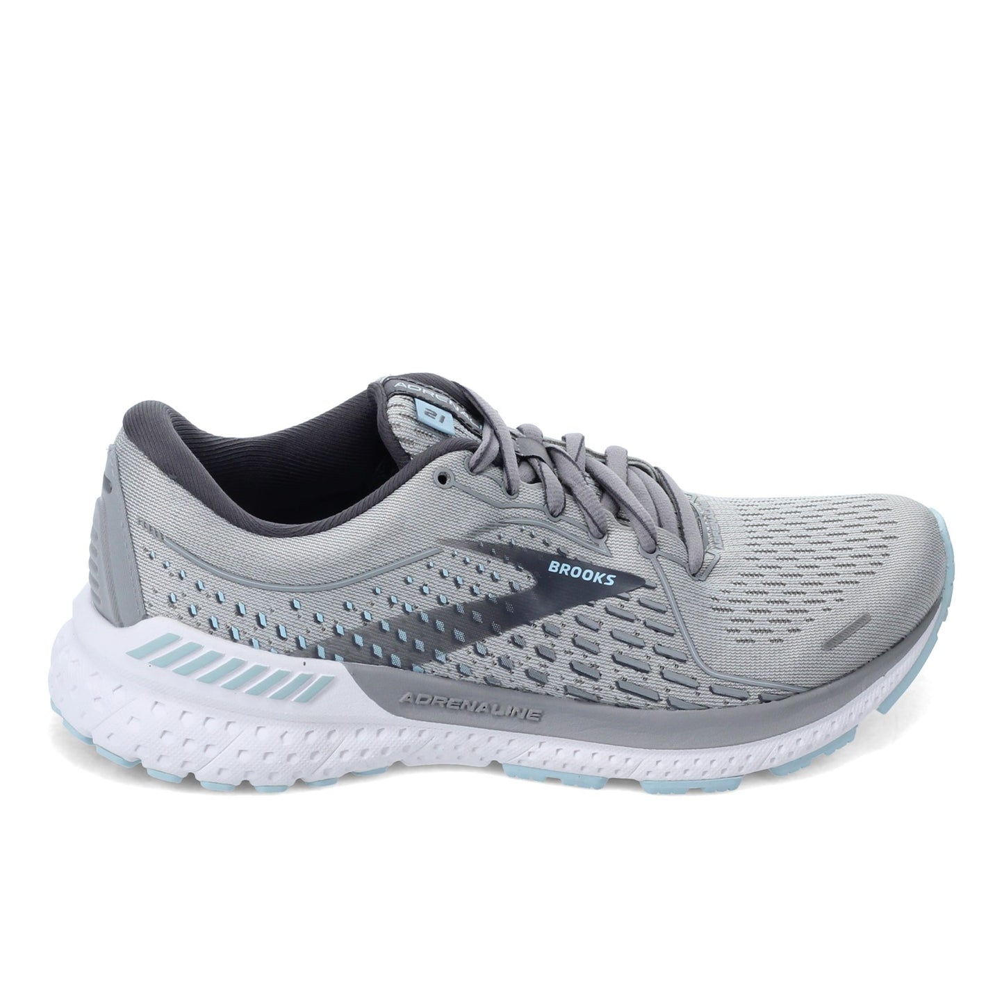 Peltz Shoes Women's Brooks Adrenaline GTS 21 Running - Narrow Width Oyster/Alloy/Blue 120329 2A 061