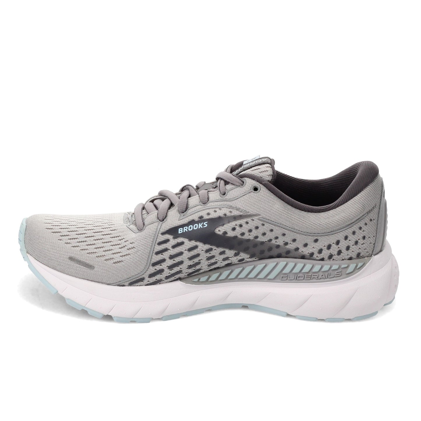 Peltz Shoes Women's Brooks Adrenaline GTS 21 Running - Narrow Width Oyster/Alloy/Blue 120329 2A 061