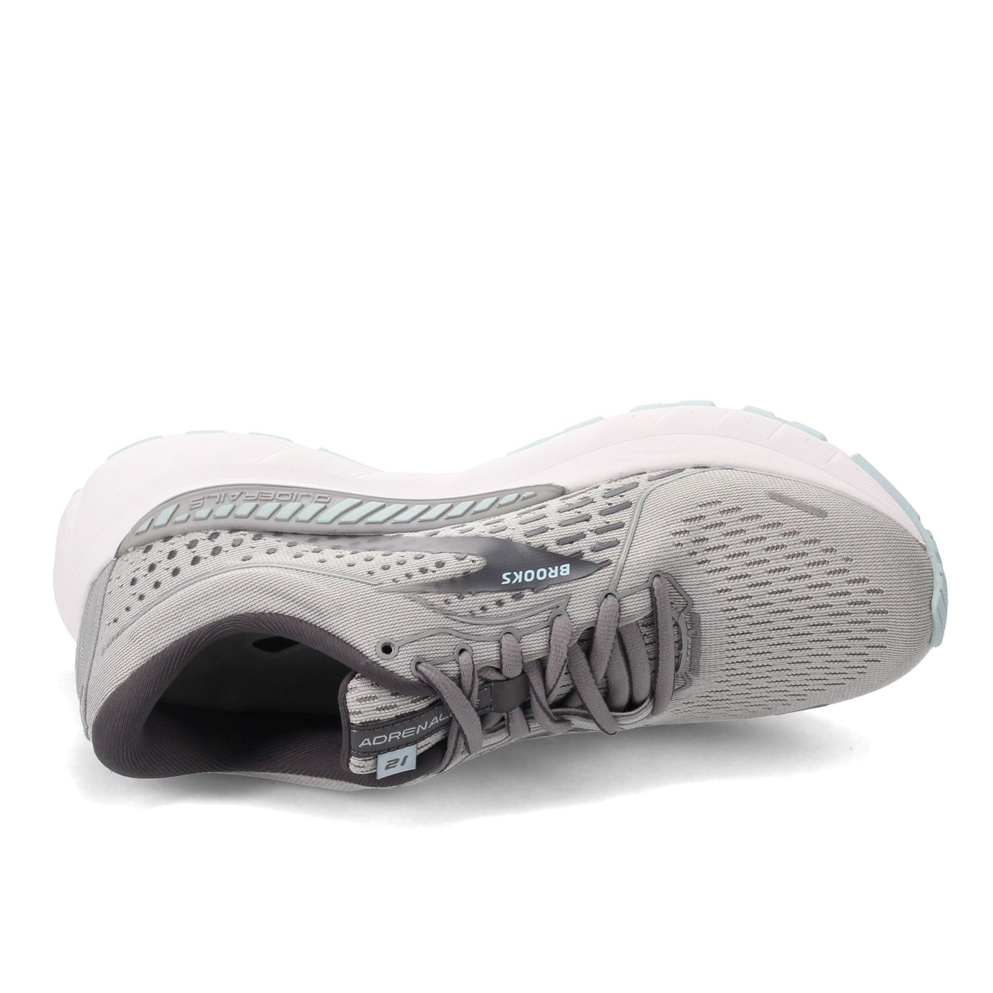 Peltz Shoes Women's Brooks Adrenaline GTS 21 Running - Narrow Width Oyster/Alloy/Blue 120329 2A 061