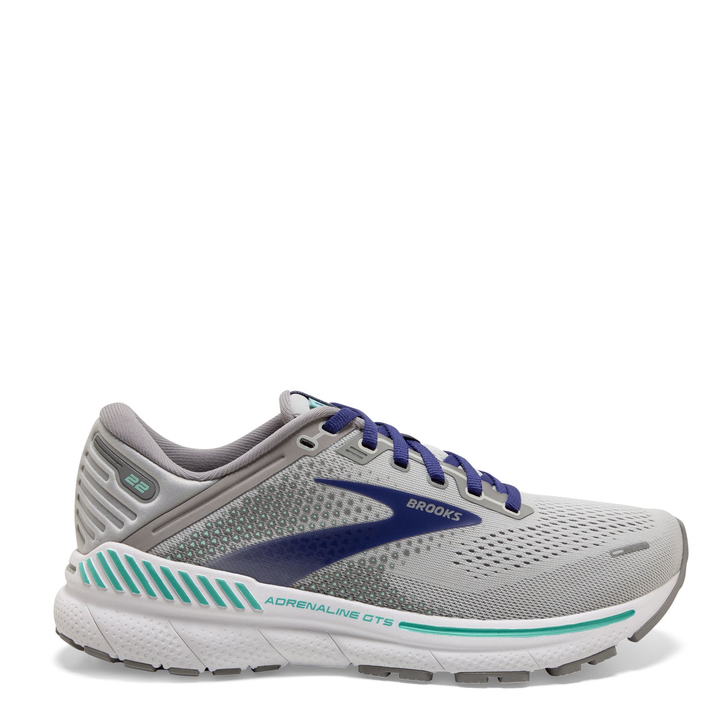 Peltz Shoes Women's Brooks Adrenaline GTS 22 Running Shoe Alloy/Blue 120353 1B 045