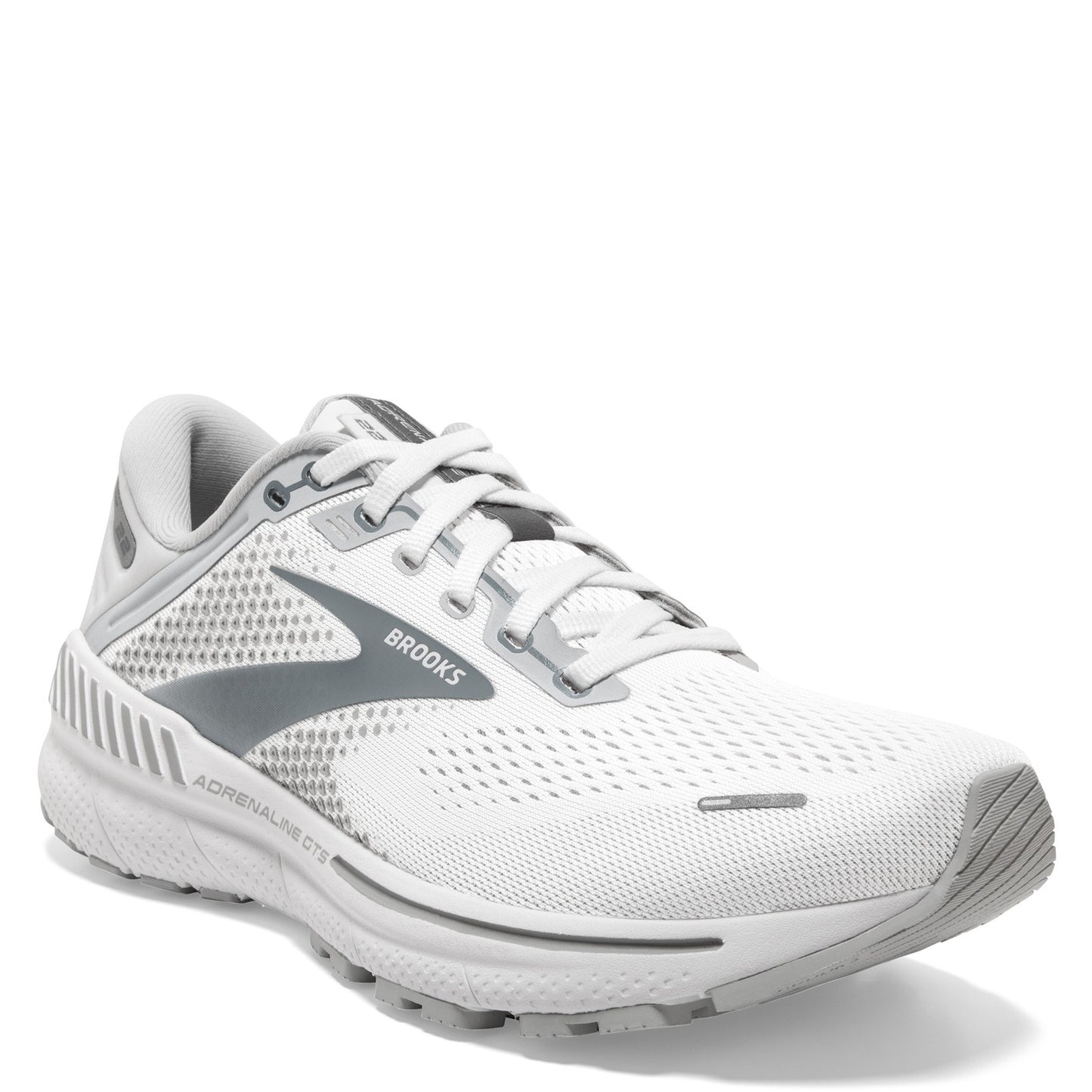Peltz Shoes Women's Brooks Adrenaline GTS 22 Running Shoe White/Grey 120353 1B 134