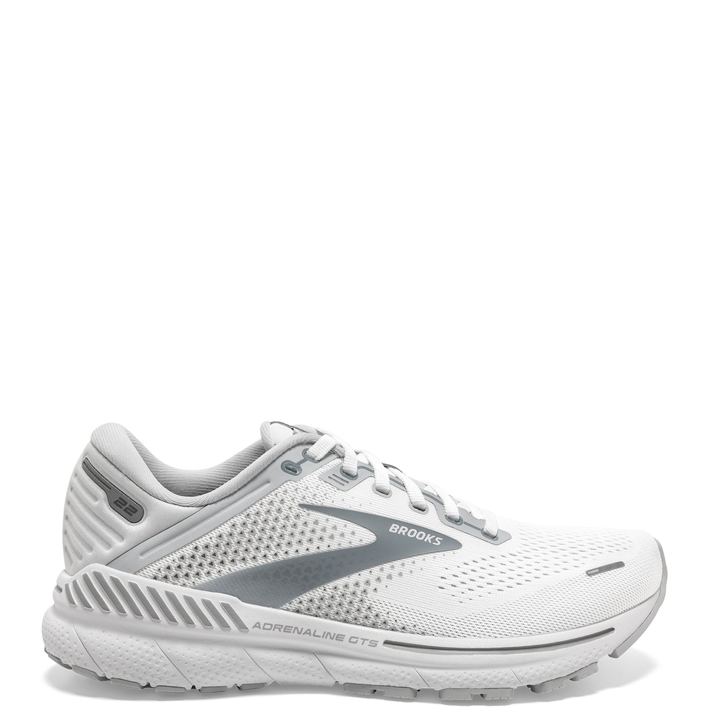 Peltz Shoes Women's Brooks Adrenaline GTS 22 Running Shoe White/Grey 120353 1B 134