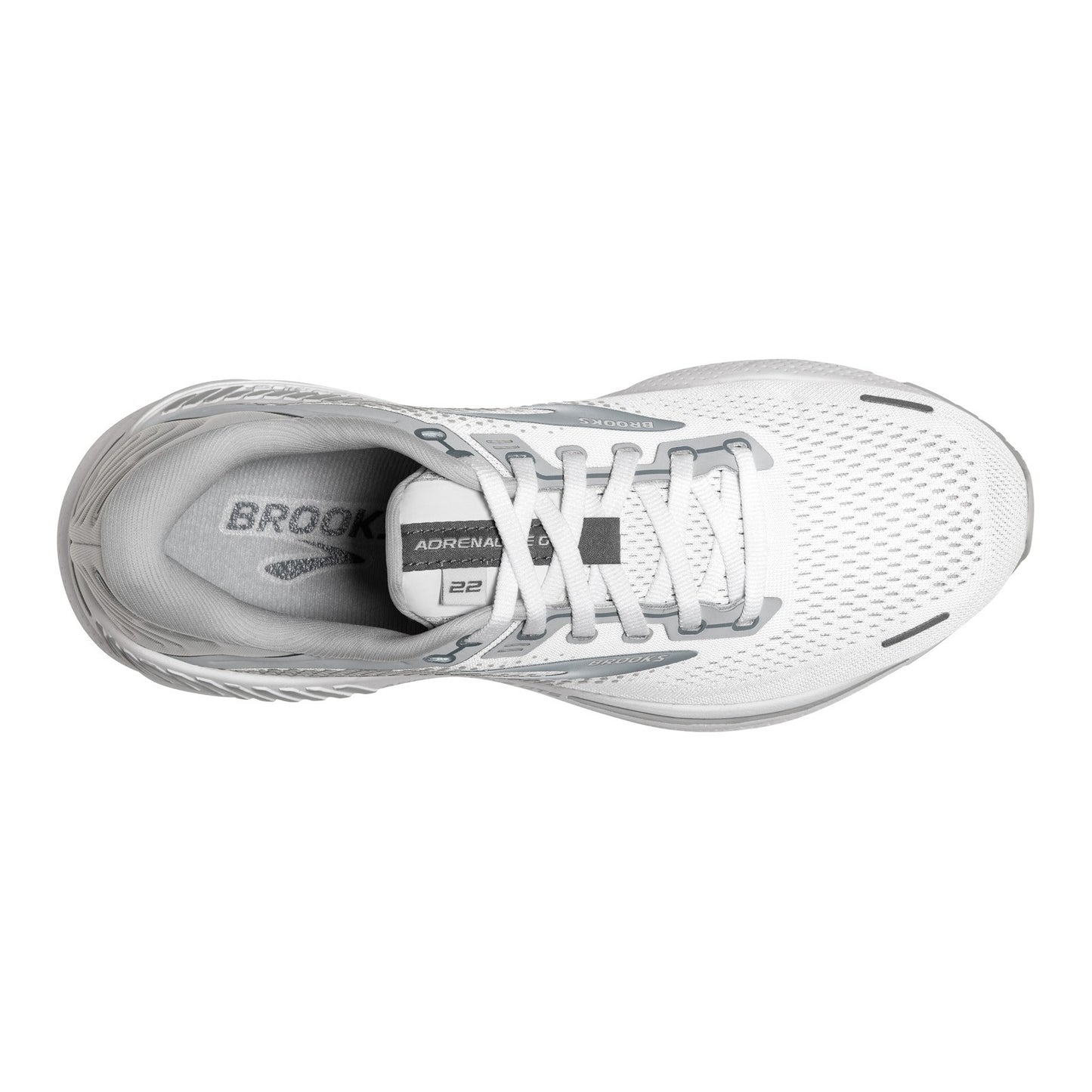 Peltz Shoes Women's Brooks Adrenaline GTS 22 Running Shoe White/Grey 120353 1B 134