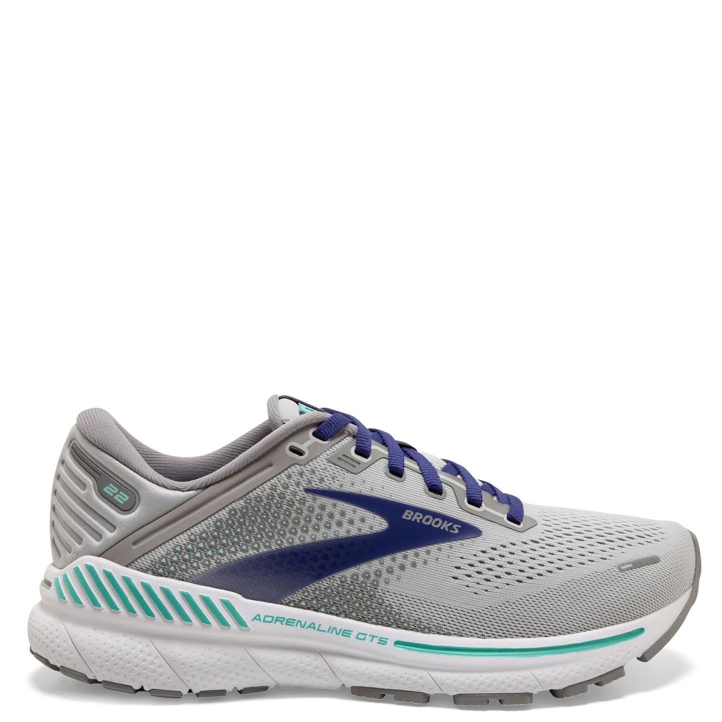 Peltz Shoes Women's Brooks Adrenaline GTS 22 Running Shoe - Wide Width Alloy/Blue 120353 1D 045