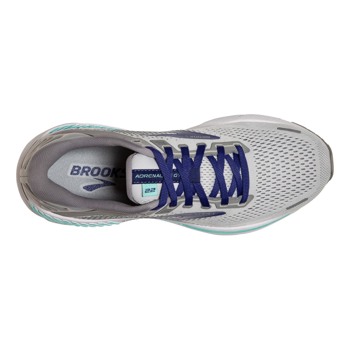 Peltz Shoes Women's Brooks Adrenaline GTS 22 Running Shoe - Wide Width Alloy/Blue 120353 1D 045