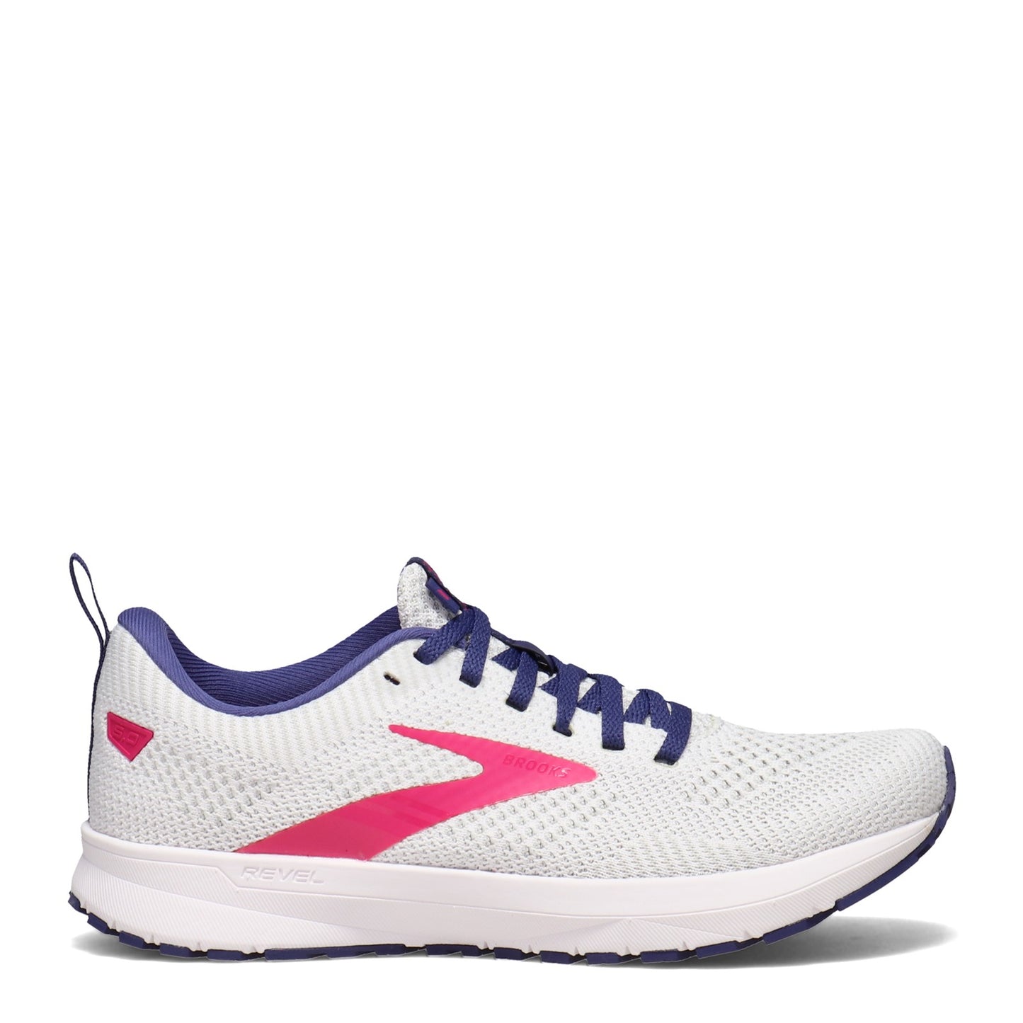 Peltz Shoes Women's Brooks Revel 5 Running Shoe White/Navy/Pink 120361 1B 193