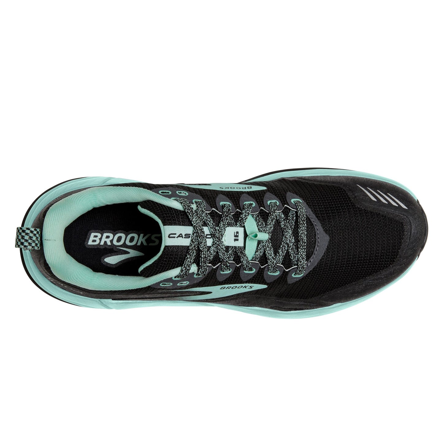 Peltz Shoes Women's Brooks Cascadia 16 Trail Running Shoe Black/Ebony/Yucca 120363 1B 049