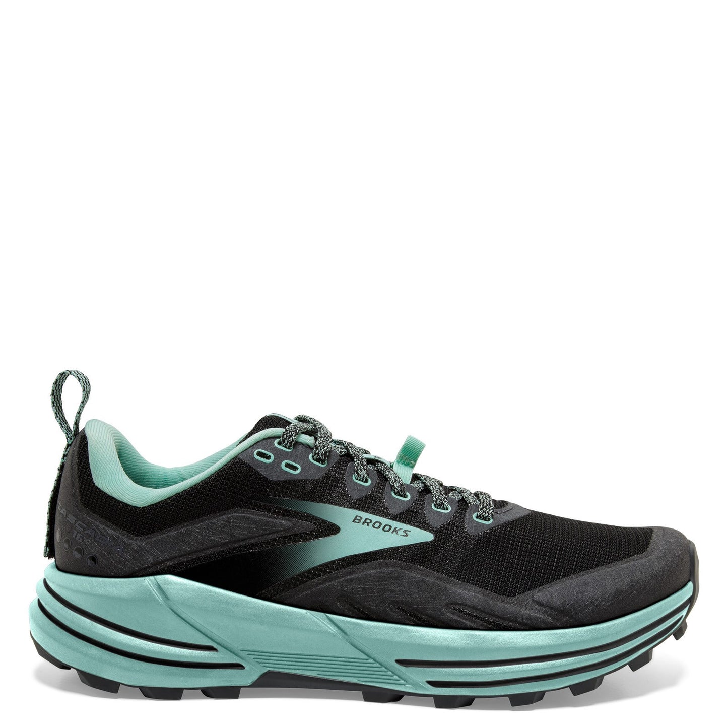 Peltz Shoes Women's Brooks Cascadia 16 Trail Running Shoe - Wide Width Black/Ebony/Yucca 120363 1D 049