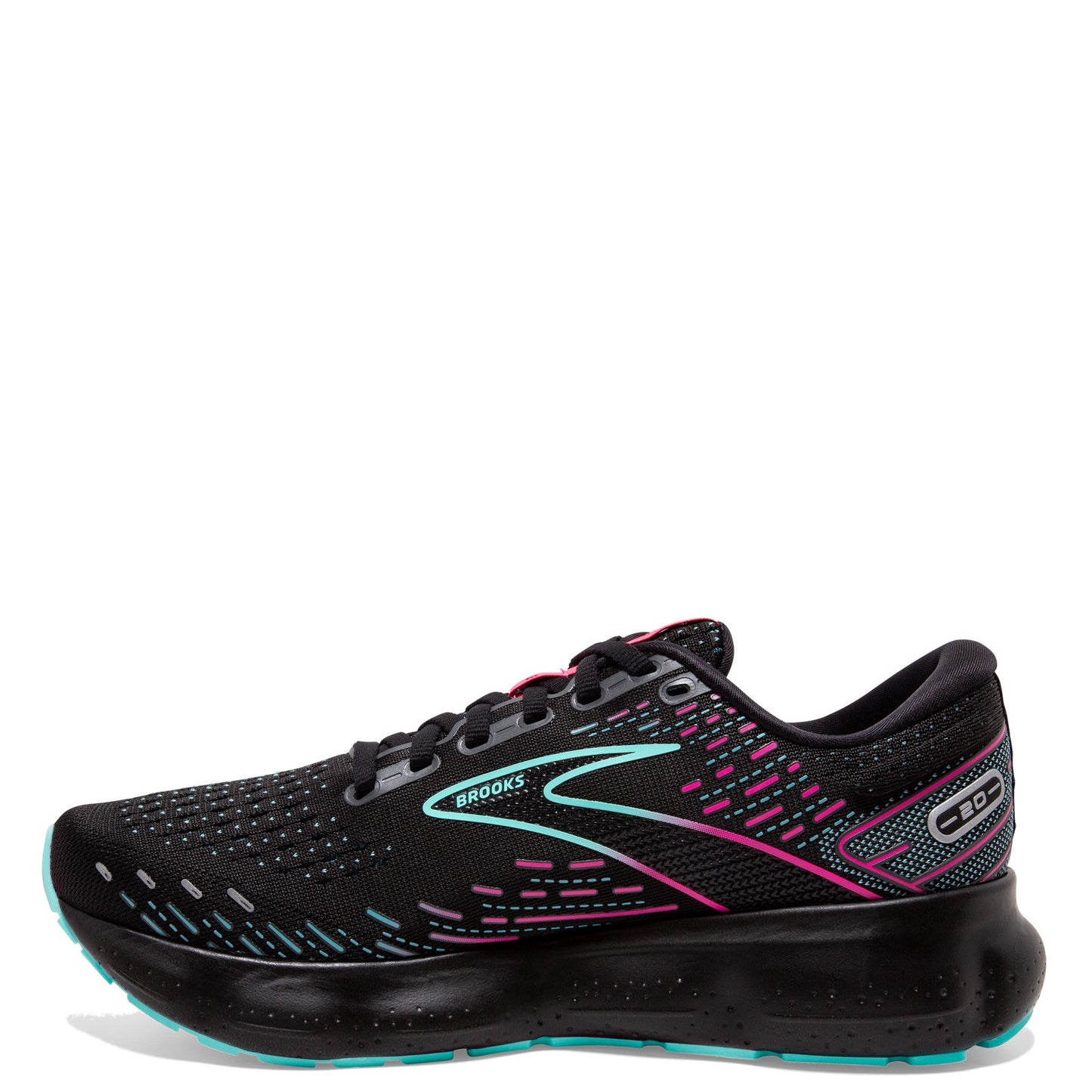 Peltz Shoes Women's Brooks Glycerin 20 Running Shoe Black/Blue/Pink 120369 1B 005