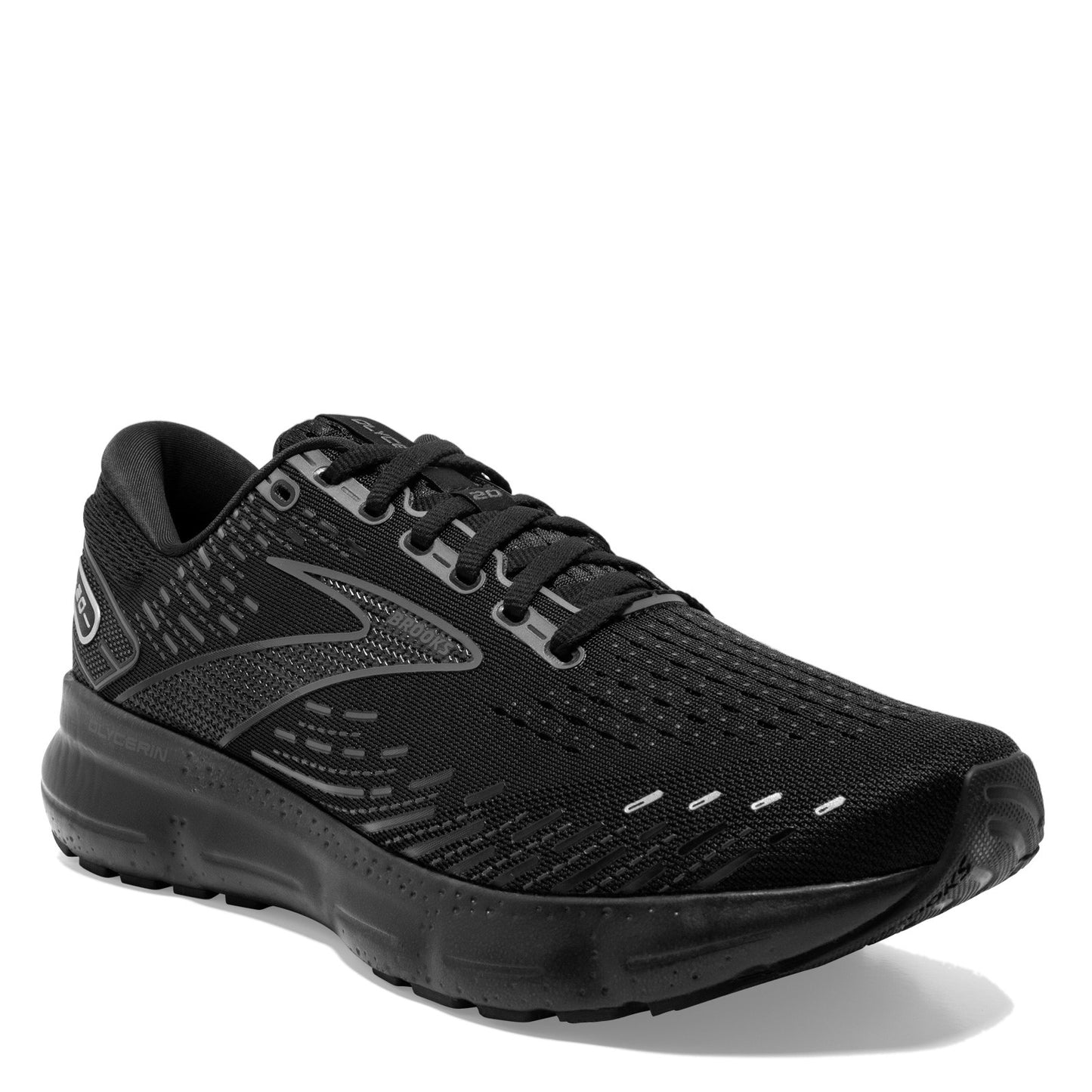 Peltz Shoes Women's Brooks Glycerin 20 Running Shoe Black/Black/Ebony 120369 1B 020