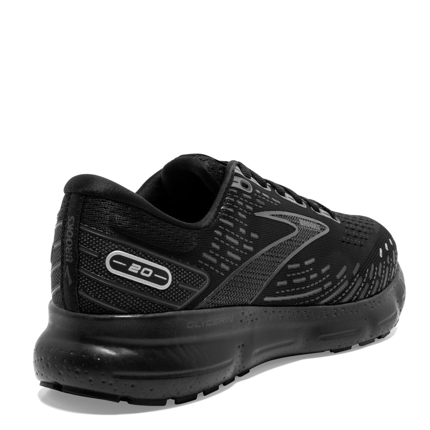 Peltz Shoes Women's Brooks Glycerin 20 Running Shoe Black/Black/Ebony 120369 1B 020