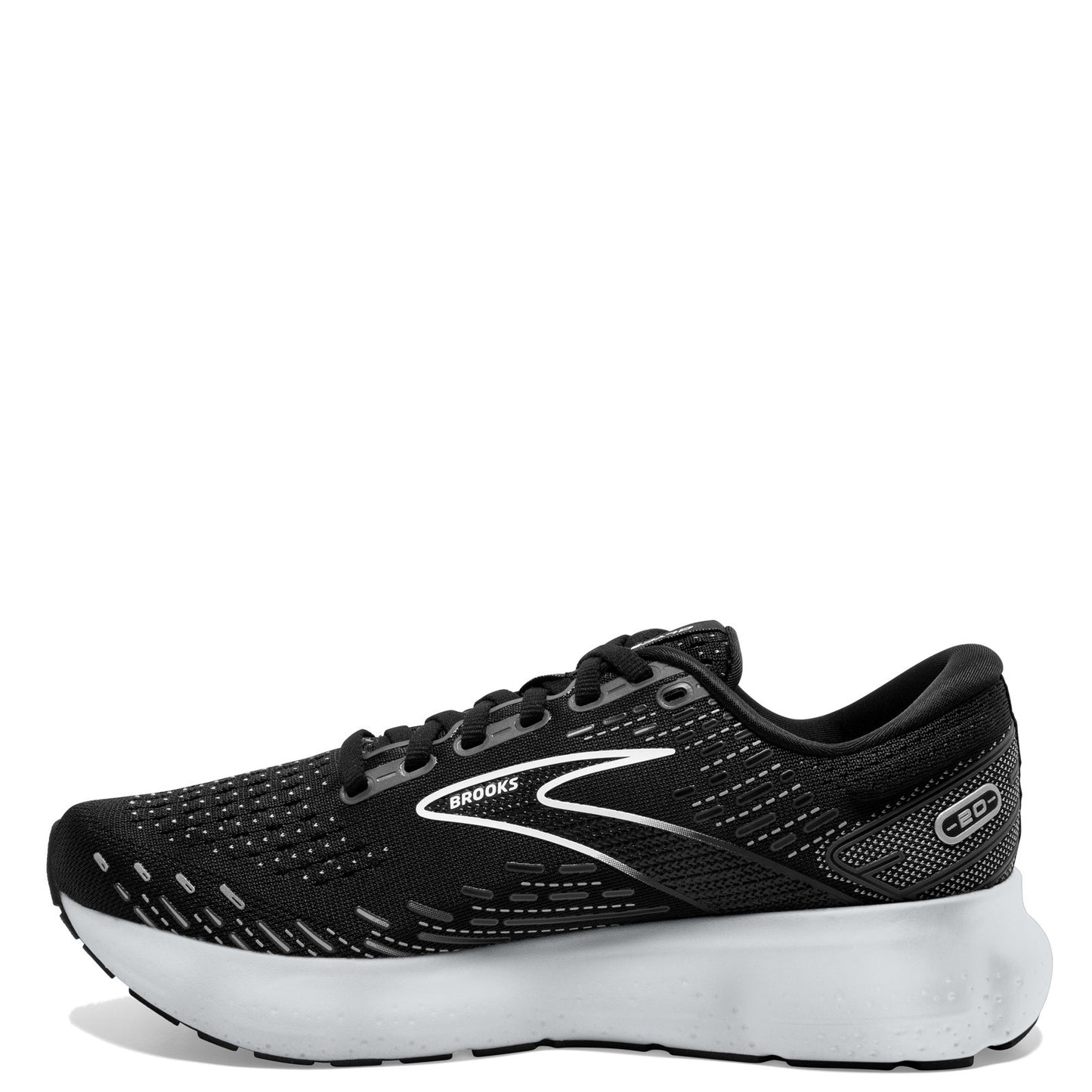 Peltz Shoes Women's Brooks Glycerin 20 Running Shoe Black/White/Alloy 120369 1B 059