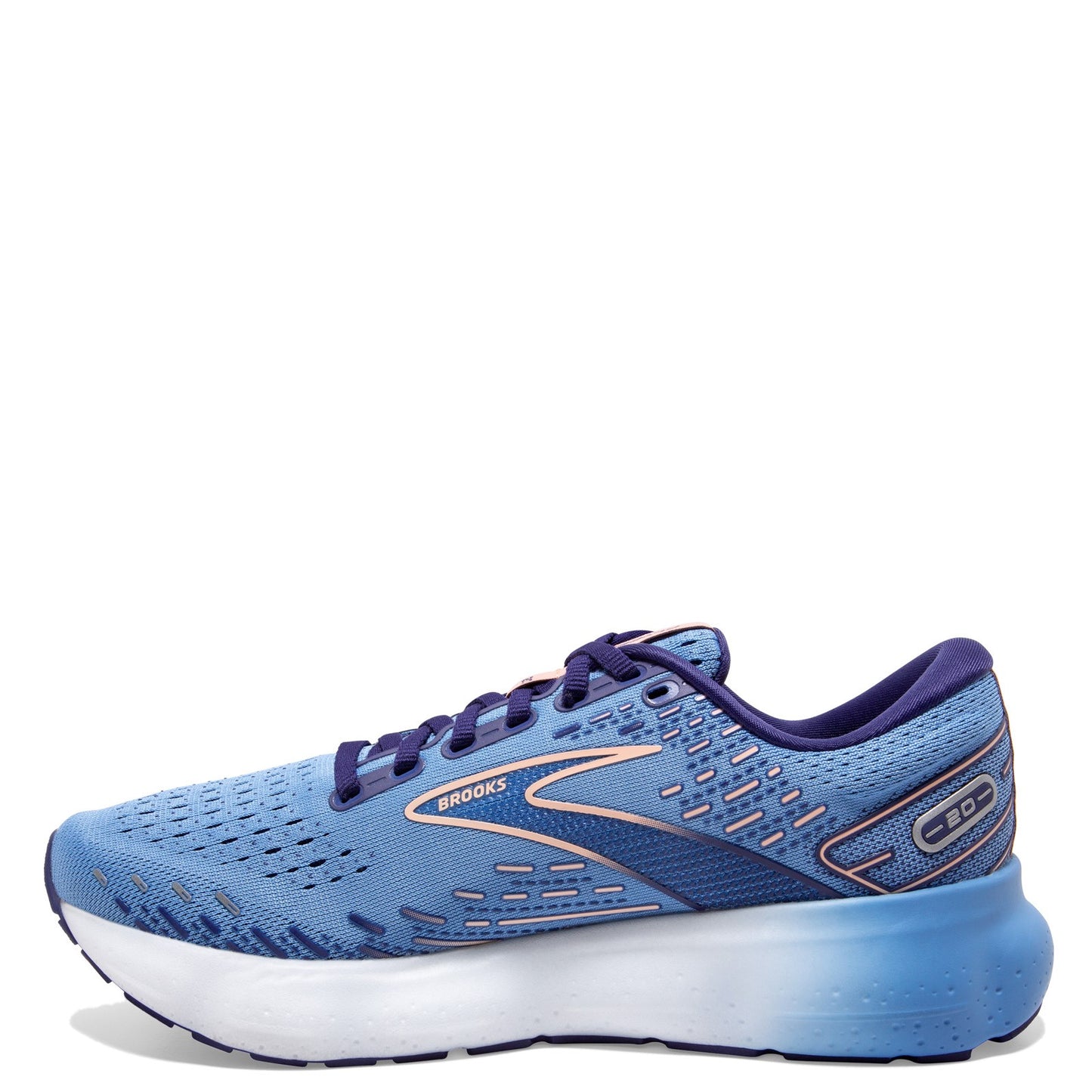 Peltz Shoes Women's Brooks Glycerin 20 Running Shoe Blue/Peach/White 120369 1B 478