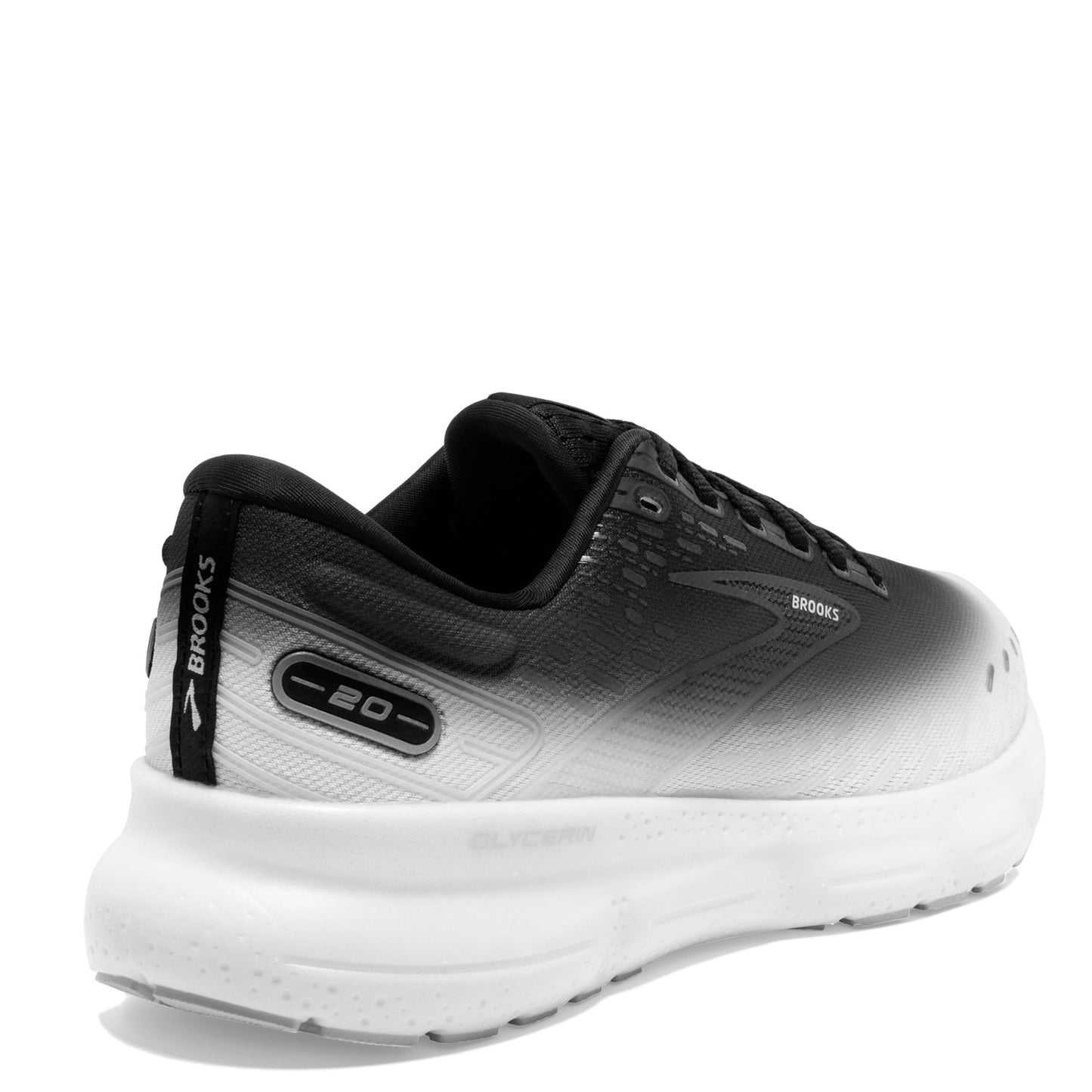 Peltz Shoes Women's Brooks Glycerin 20 Running Shoe BLACK WHITE FADE 1203691B075