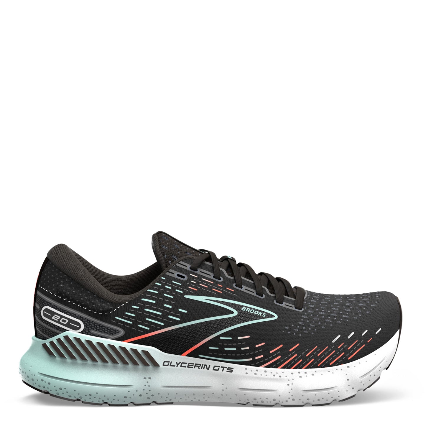 Peltz Shoes Women's Brooks Glycerin GTS 20 Running Shoe Black/Red 120370 1B 045