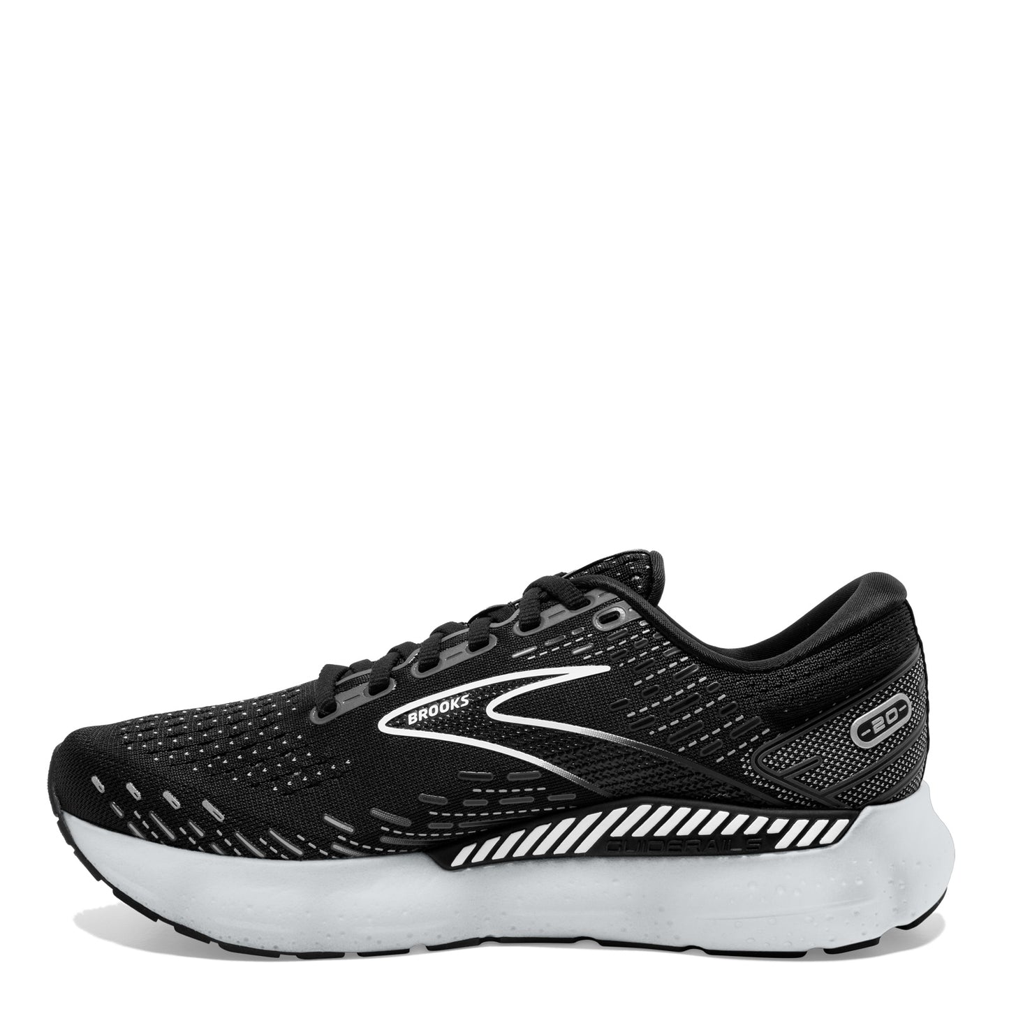 Peltz Shoes Women's Brooks Glycerin GTS 20 Running Shoe Black/White/Alloy 120370 1B 059