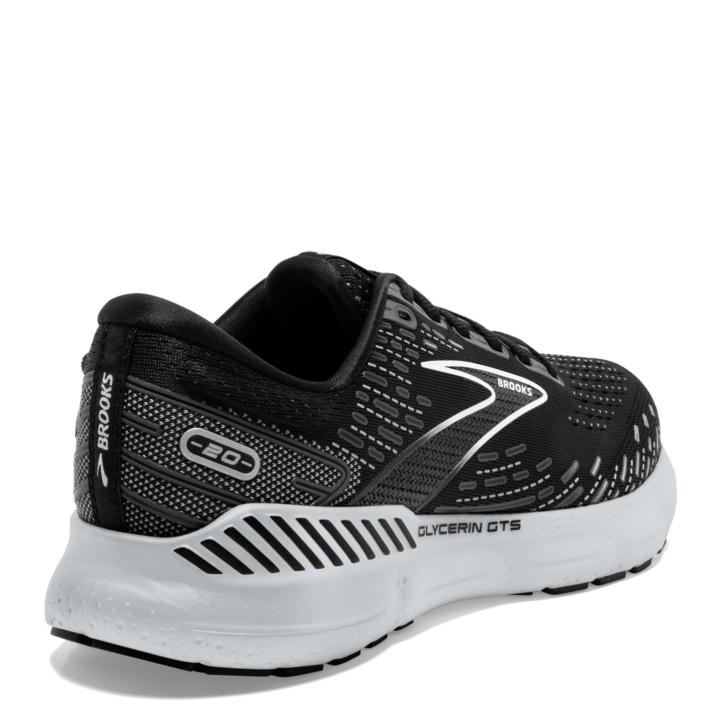Peltz Shoes Women's Brooks Glycerin GTS 20 Running Shoe Black/White/Alloy 120370 1B 059