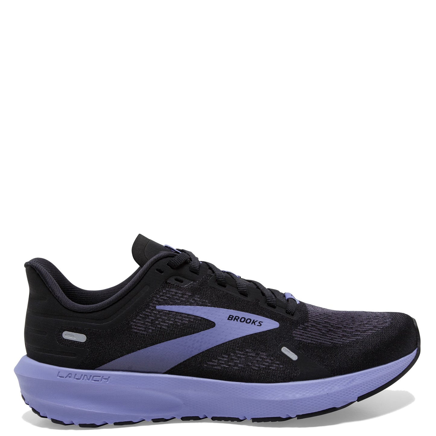 Peltz Shoes Women's Brooks Launch 9 Running Shoe - Wide Width Black/Ebony/Purple 120373 1D 060