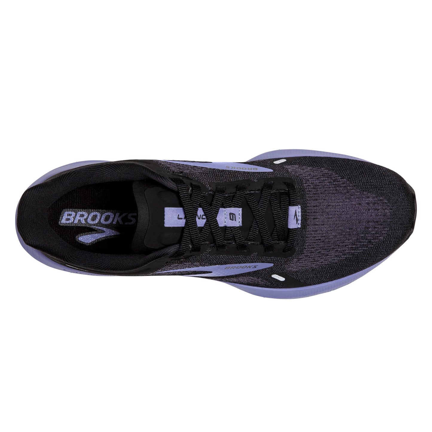 Peltz Shoes Women's Brooks Launch 9 Running Shoe - Wide Width Black/Ebony/Purple 120373 1D 060