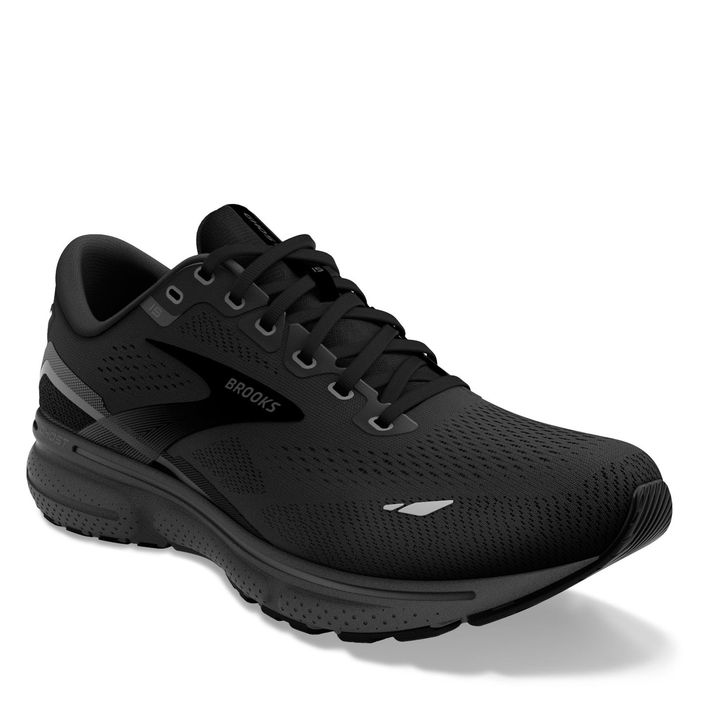Peltz Shoes Women's Brooks Ghost 15 Running Shoe Black/White 120380 1B 020