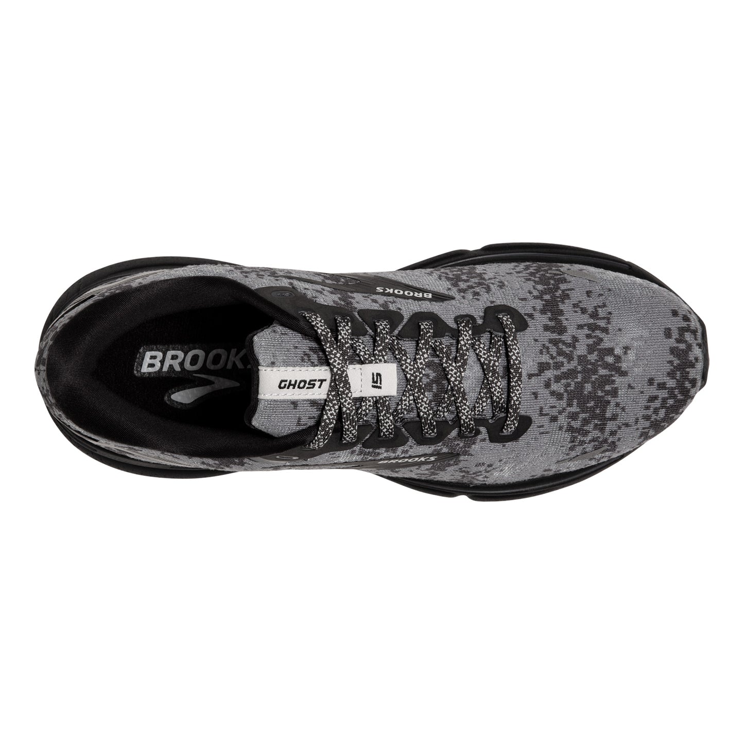 Peltz Shoes Women's Brooks Ghost 15 Running Shoe Black/Oyster/Primer 120380 1B 054