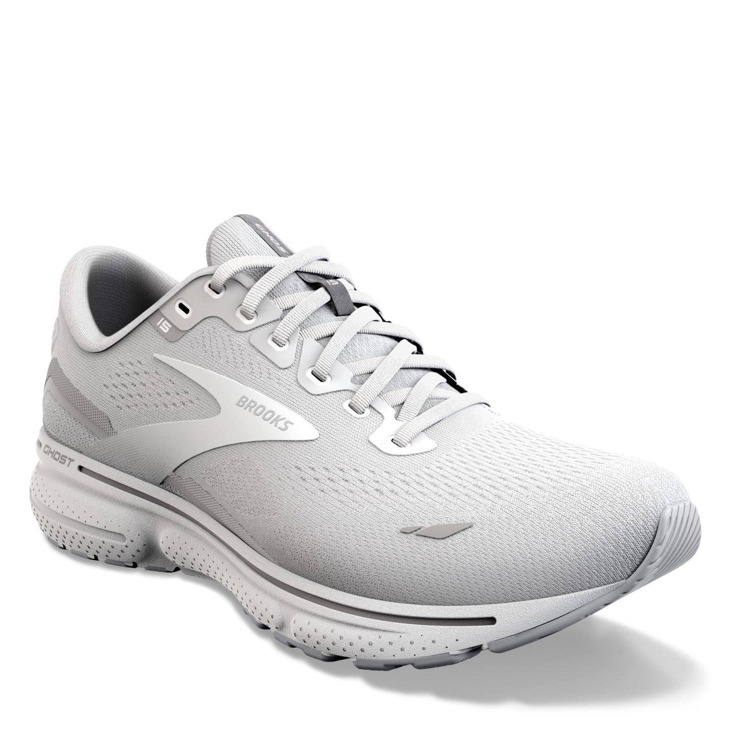 Peltz Shoes Women's Brooks Ghost 15 Running Shoe Oyster/Alloy/White 120380 1B 112