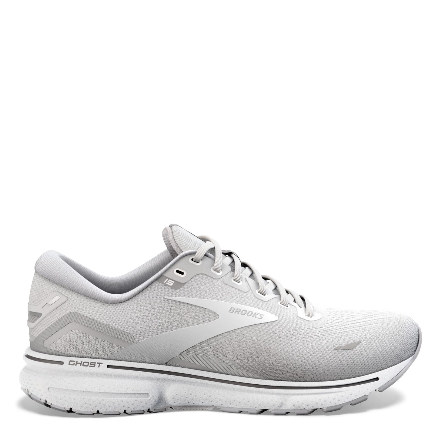 Peltz Shoes Women's Brooks Ghost 15 Running Shoe Oyster/Alloy/White 120380 1B 112