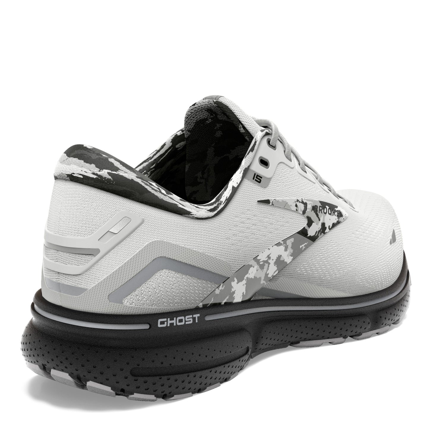 Peltz Shoes Women's Brooks Ghost 15 Running Shoe White/Ebony/Oyster 120380 1B 149