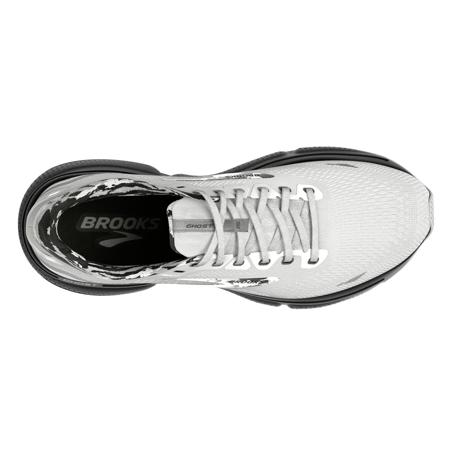 Peltz Shoes Women's Brooks Ghost 15 Running Shoe White/Ebony/Oyster 120380 1B 149