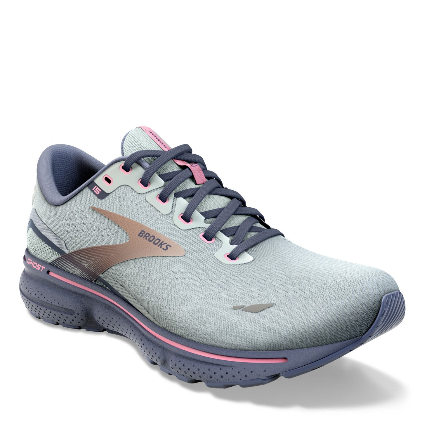 Peltz Shoes Women's Brooks Ghost 15 Running Shoe Spa Blue/Neo Pink/ Copper 120380 1B 492